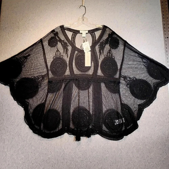 Rachel Zoe Other - Rachel Zoe Black Sheer Embroidered Lace Cover Up One Size Fits  All